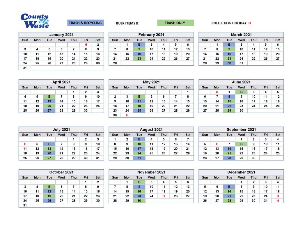 Laflin Borough – 2021 County Waste of PA Collection Calendar | Laflin ...