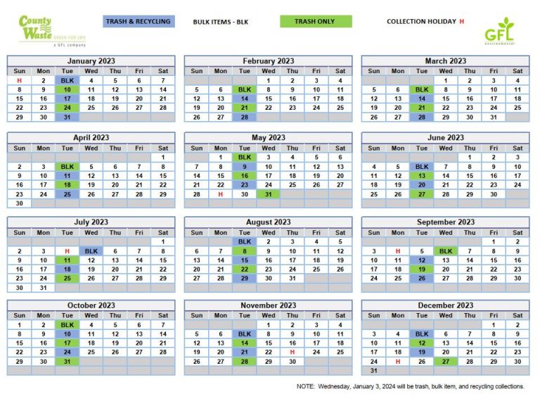 2023 County Waste of PA Collection Calendar Laflin Borough on the Web